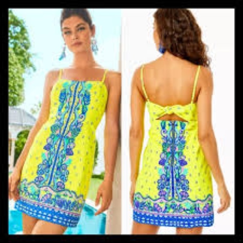 Lilly Pulitzer Shelli Shift HTF Loro green pineapple